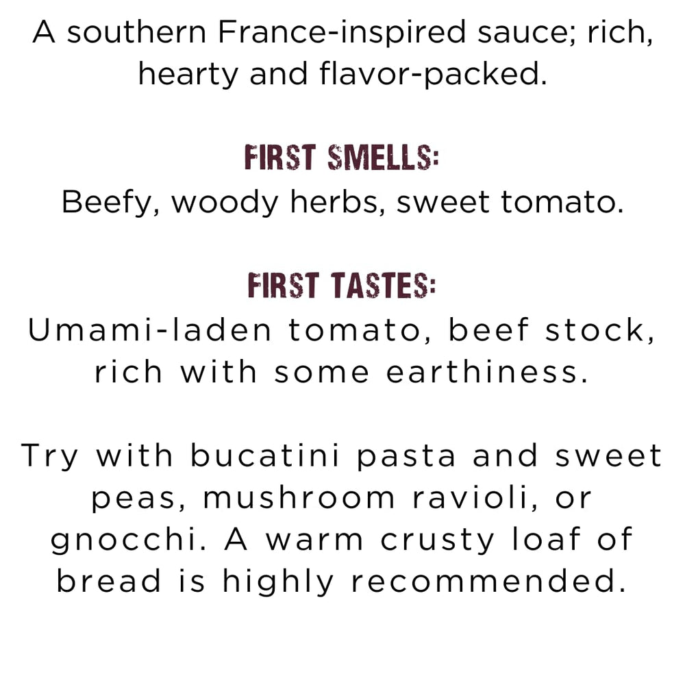 Le Sauce & Co pairs bucatini with peas for a tasty plate.