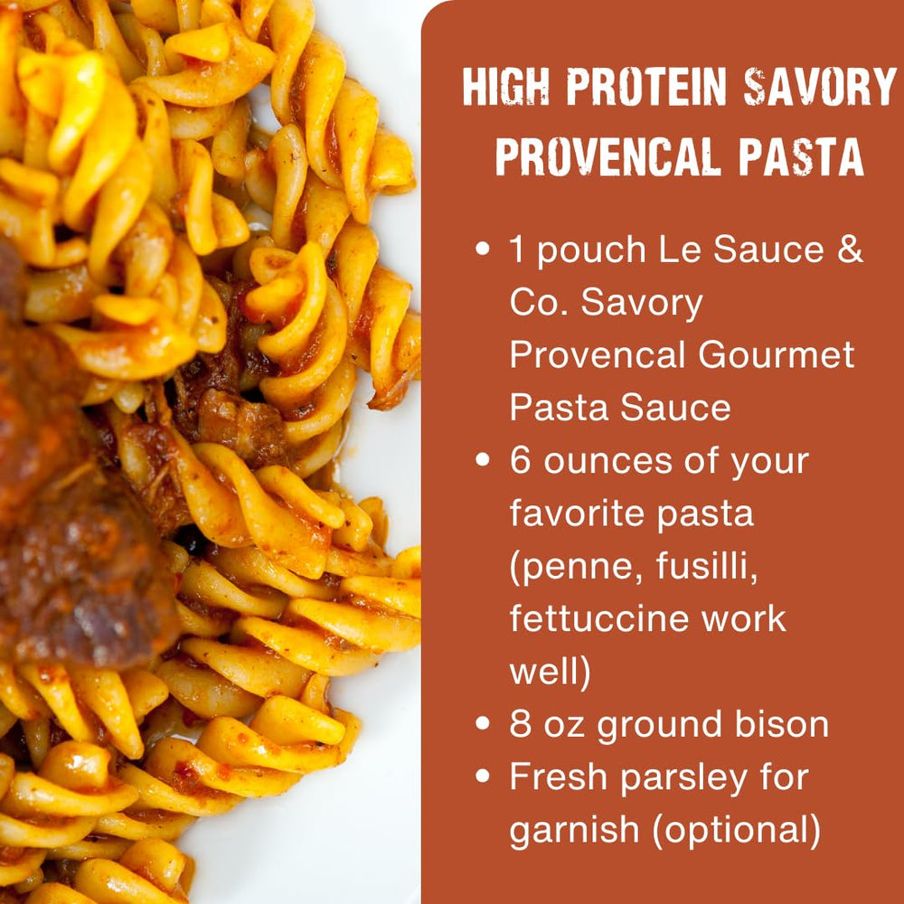 A slow pour reveals Le Sauce & Co pasta sauce ideal for bowls.