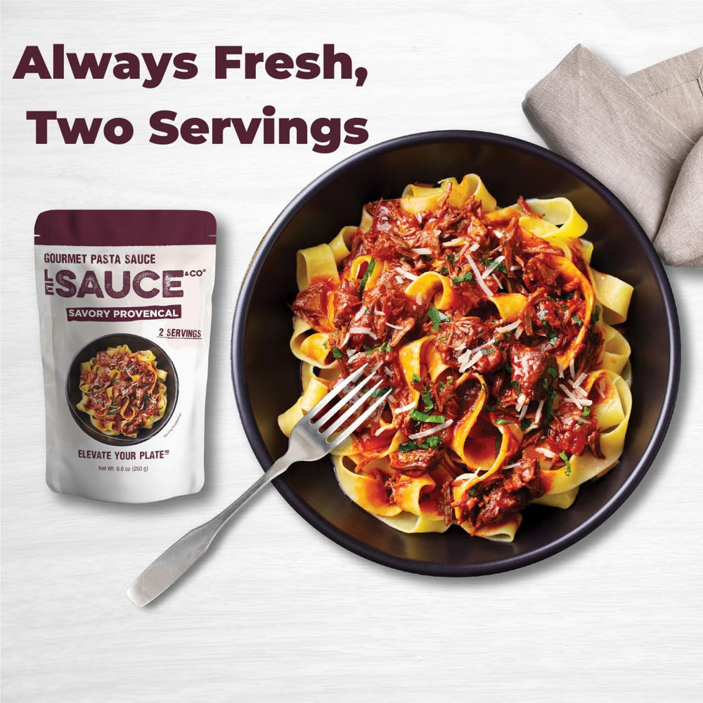 Le Sauce & Co Savory Provencal sauce delivers a velvety texture for pasta.
