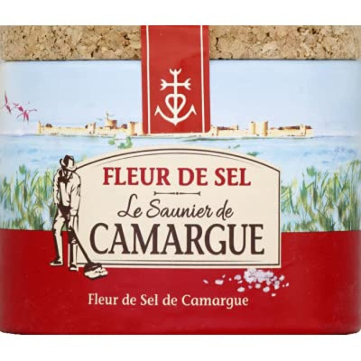 Le Saunier De Camargue Fleur de Sel packaging, ideal for gifting and gourmet cooking.