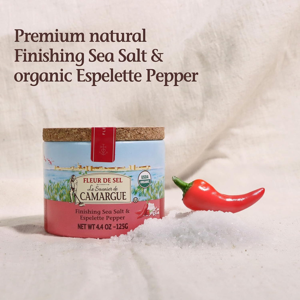 Crystal fleur de sel flakes from Le Saunier De Camargue ready to sprinkle
