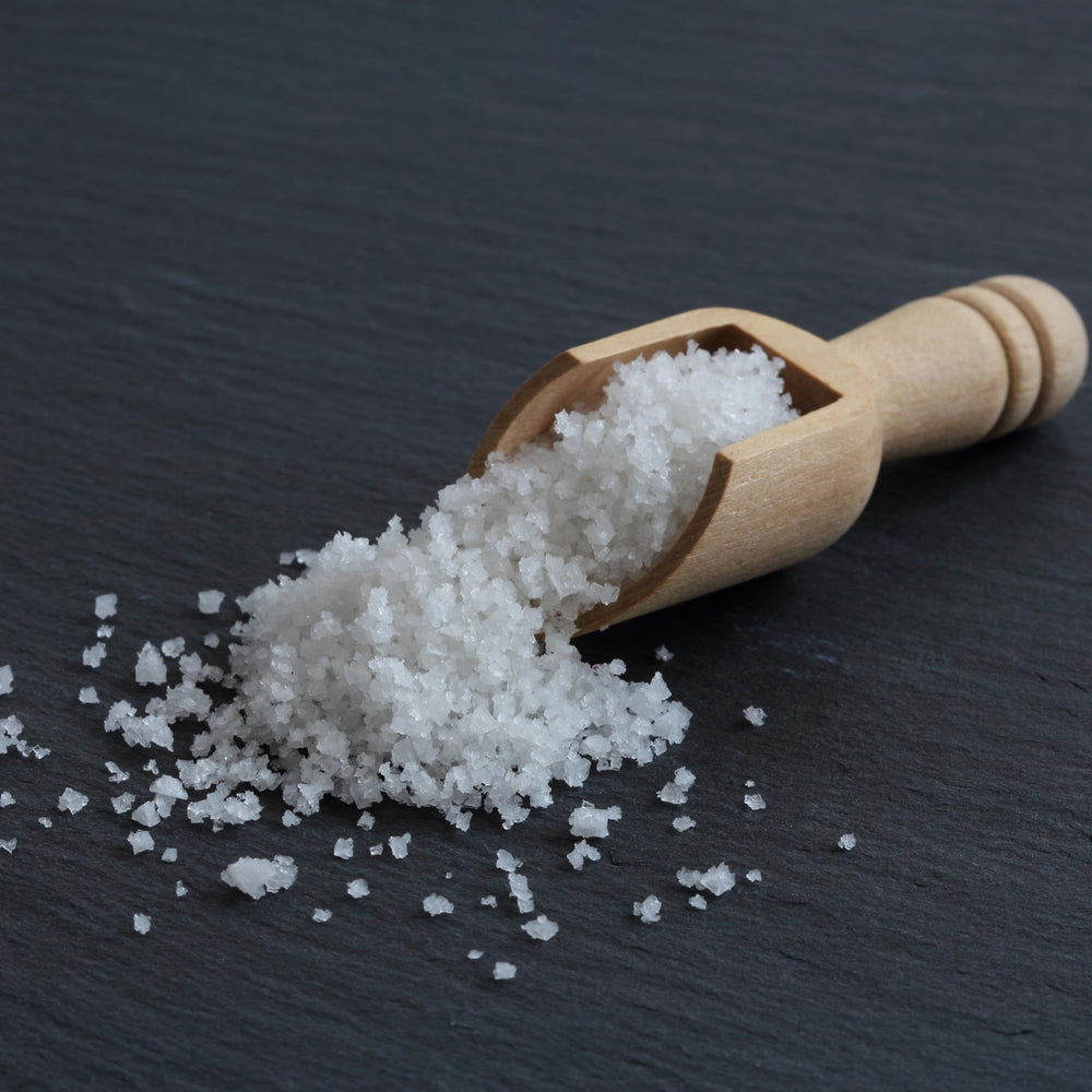Fleur de Sel on a dish offers delicate sea-salt nuance.