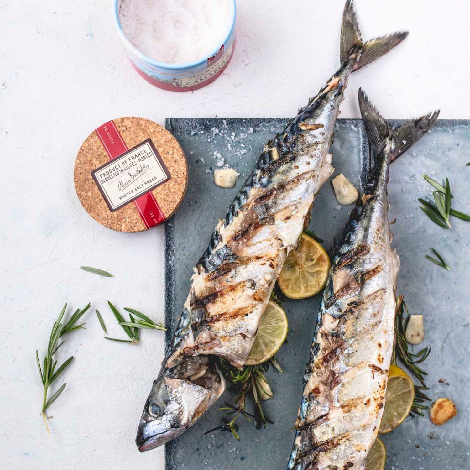 Le Saunier De Camargue fleur de sel crystals glistening as a finishing touch.