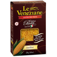Le Veneziane Anellini pasta pack, a gluten-free corn pasta option for family meals