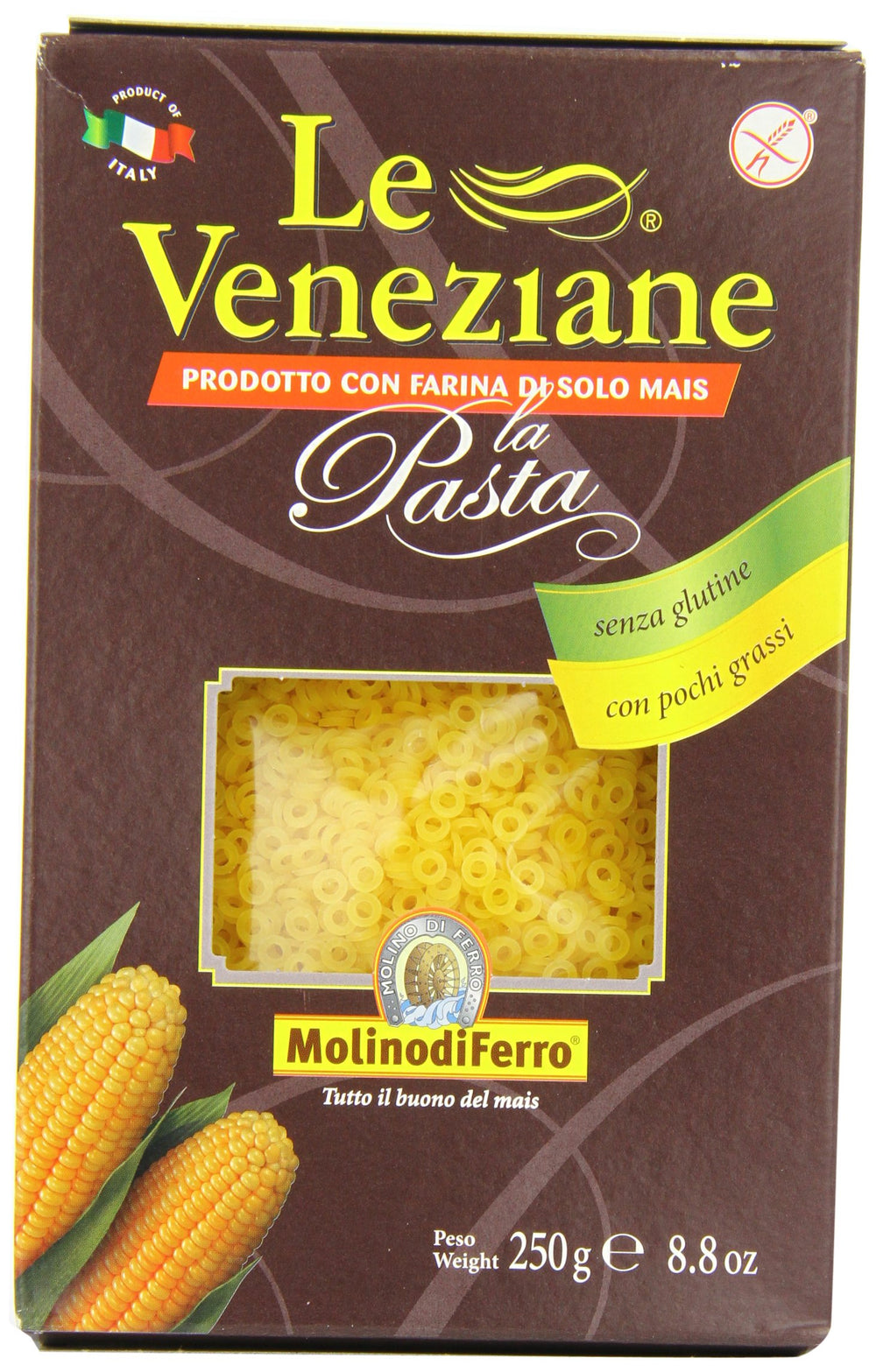 Le Veneziane Anellini Pastina gluten-free four-pack pack shot ideal for quick meals