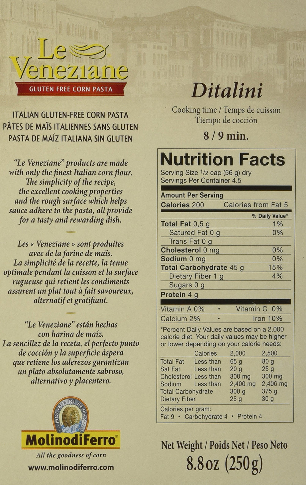 Golden corn pasta ditalini showing natural carotene color and appetizing finish.
