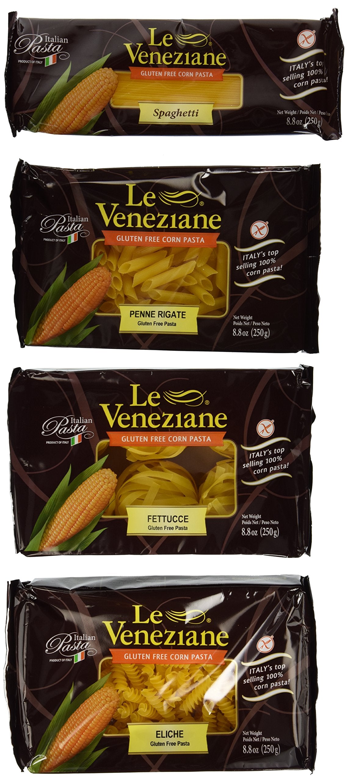 Le Veneziane gluten-free pasta variety pack box, convenient gluten-free dinner option.