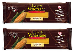 Le Veneziane gluten-free spaghetti 2-pack pack shot; ideal for sauces and easy weeknight meals