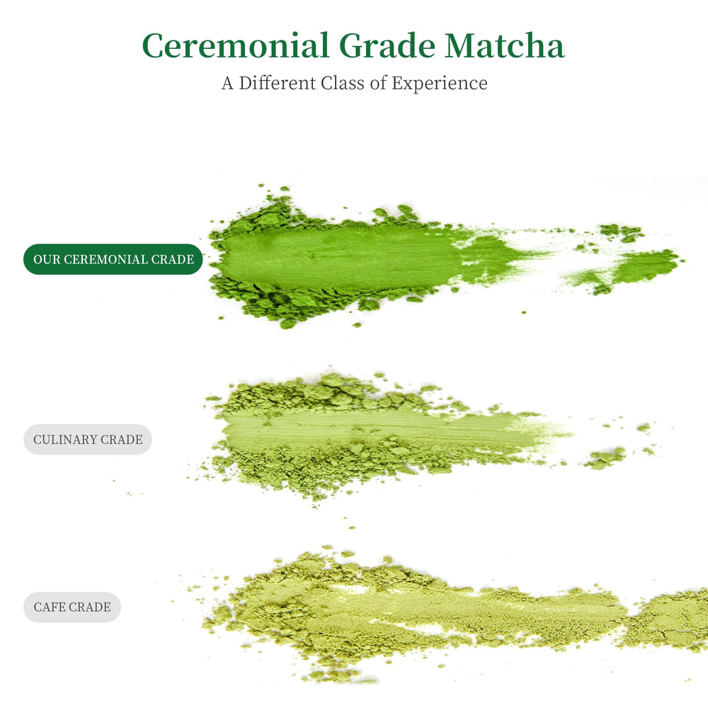 LeafCharm emerald green cup with prepared matcha latte
