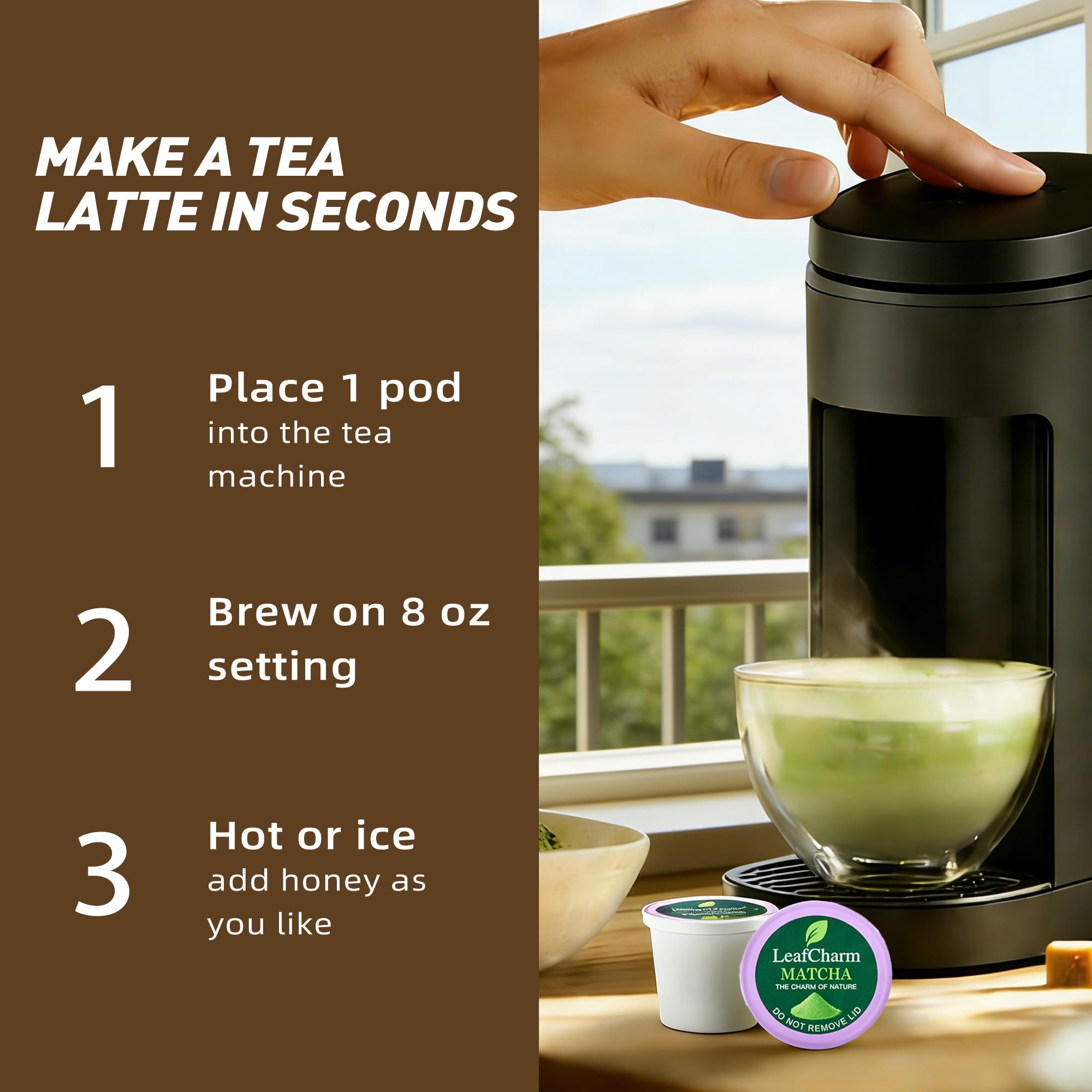 LeafCharm hot or iced brew versatility for busy mornings