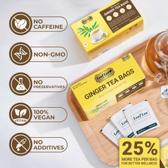 Cup of LeafLea Ginger Tea, naturally soothing and caffeine-free
