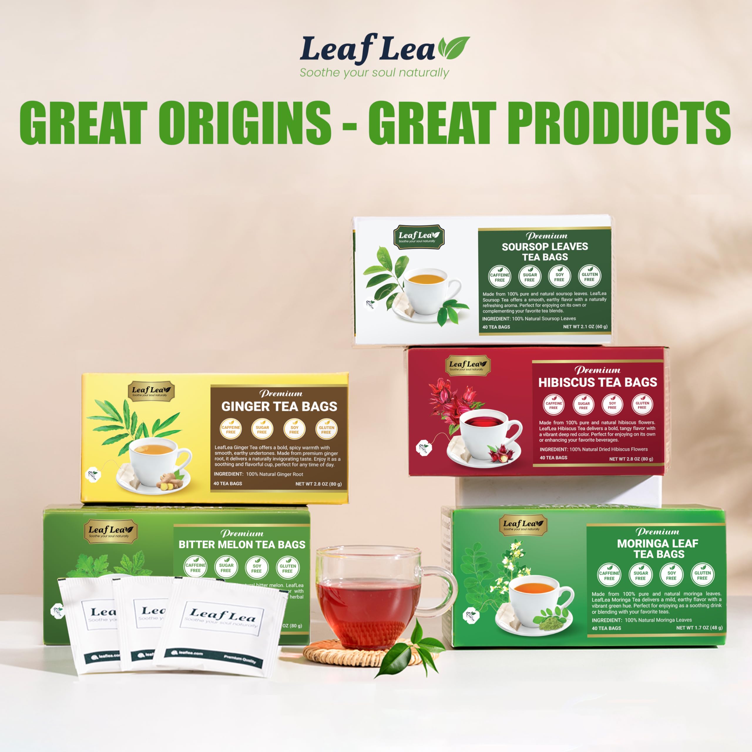 LeafLea ginger tea in a handsome gift box, ideal for gifting