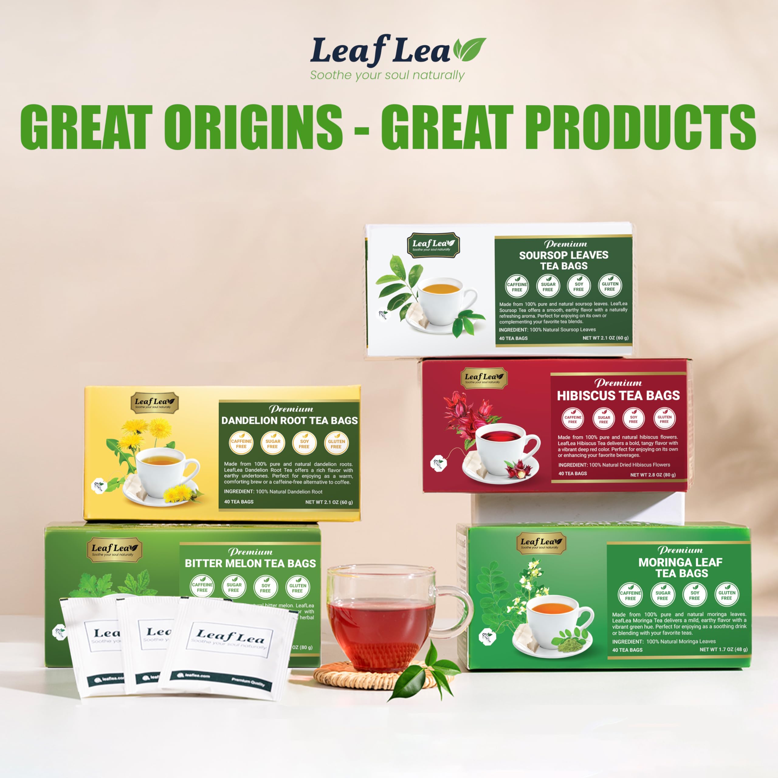 LeafLea Herbal infusion aroma ready to brighten your day.