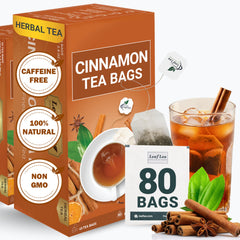 LeafLea Cinnamon Tea Bags box packaging for a 2-pack gift option.