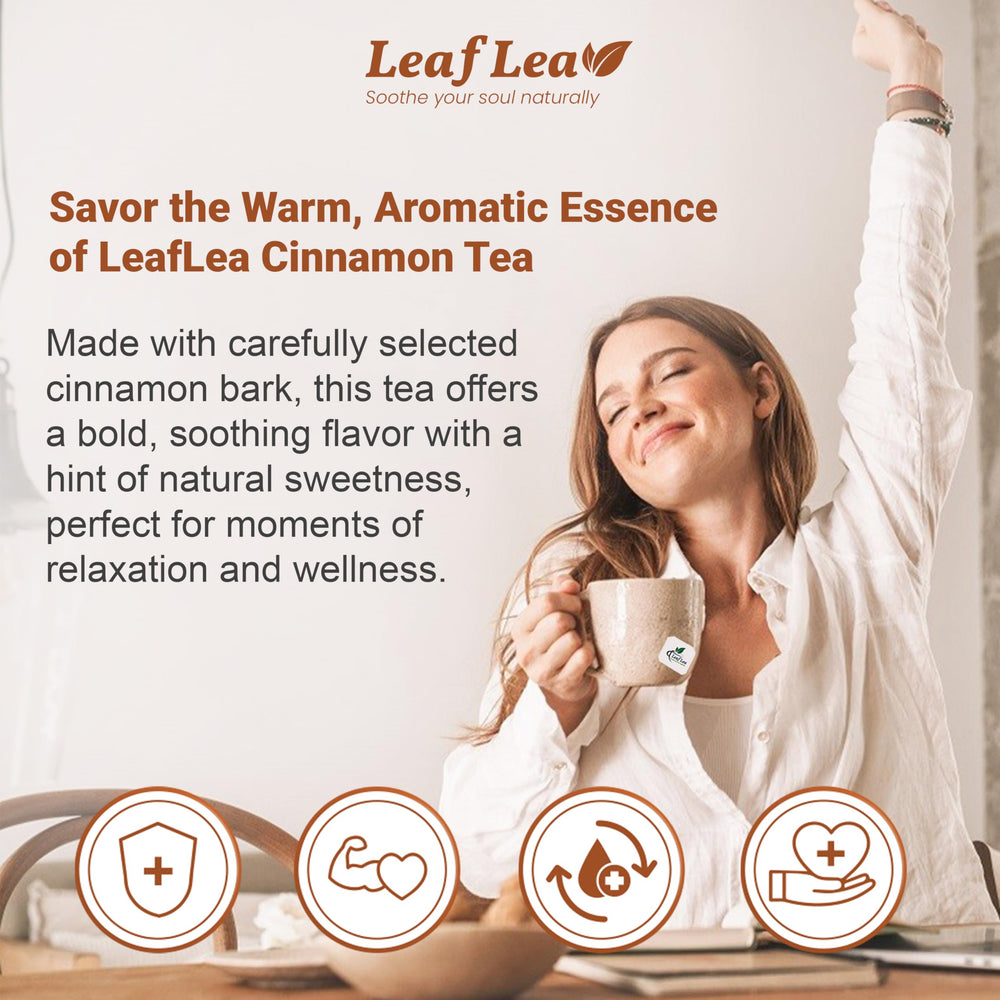 LeafLea cinnamon tea iced glass suggesting refreshing cinnamon cool