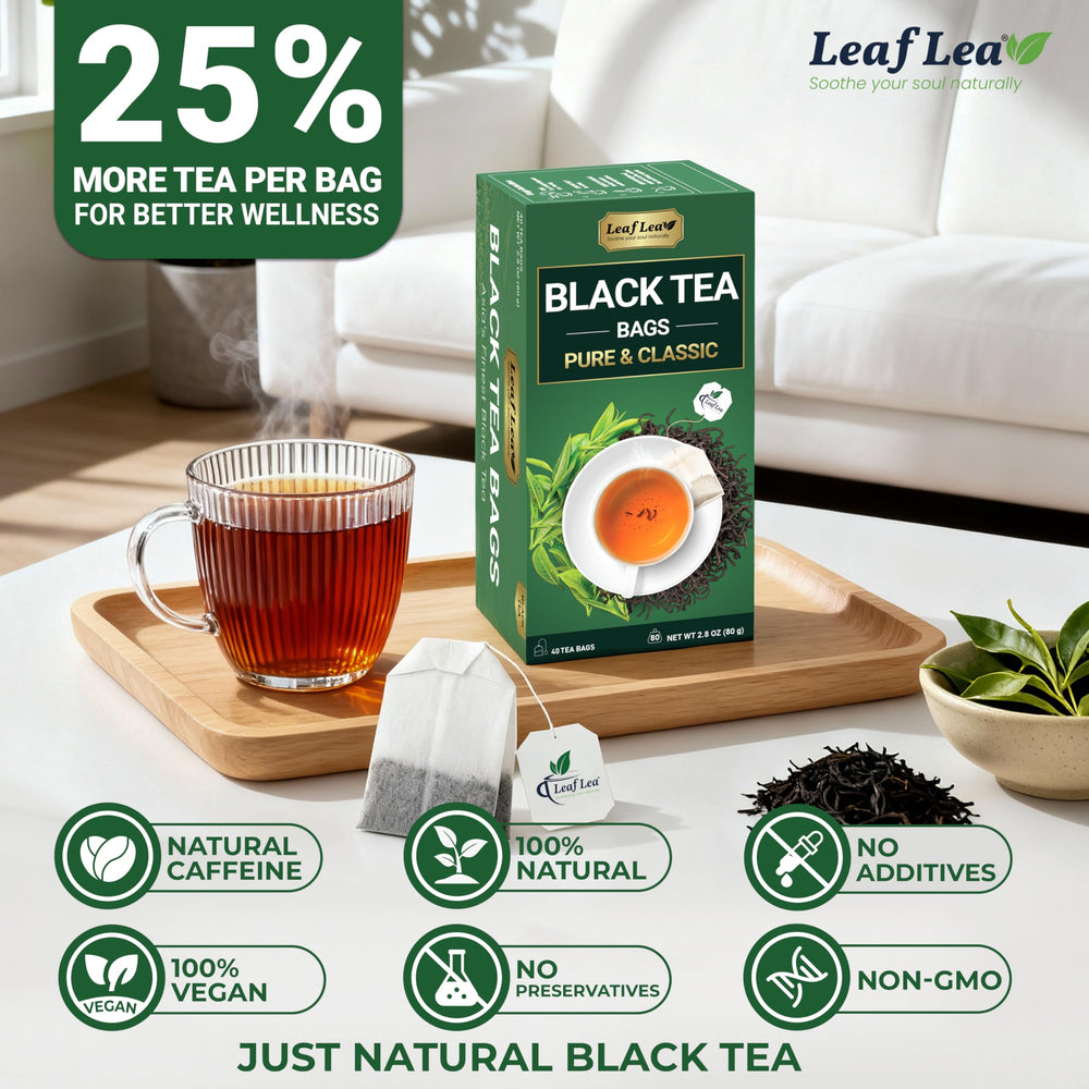 LeafLea tea on a tidy desk for a focused workday.