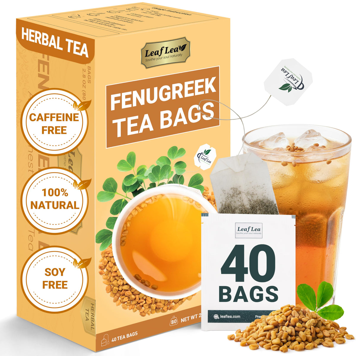 LeafLea fenugreek tea bags packaging preserves freshness for daily use.