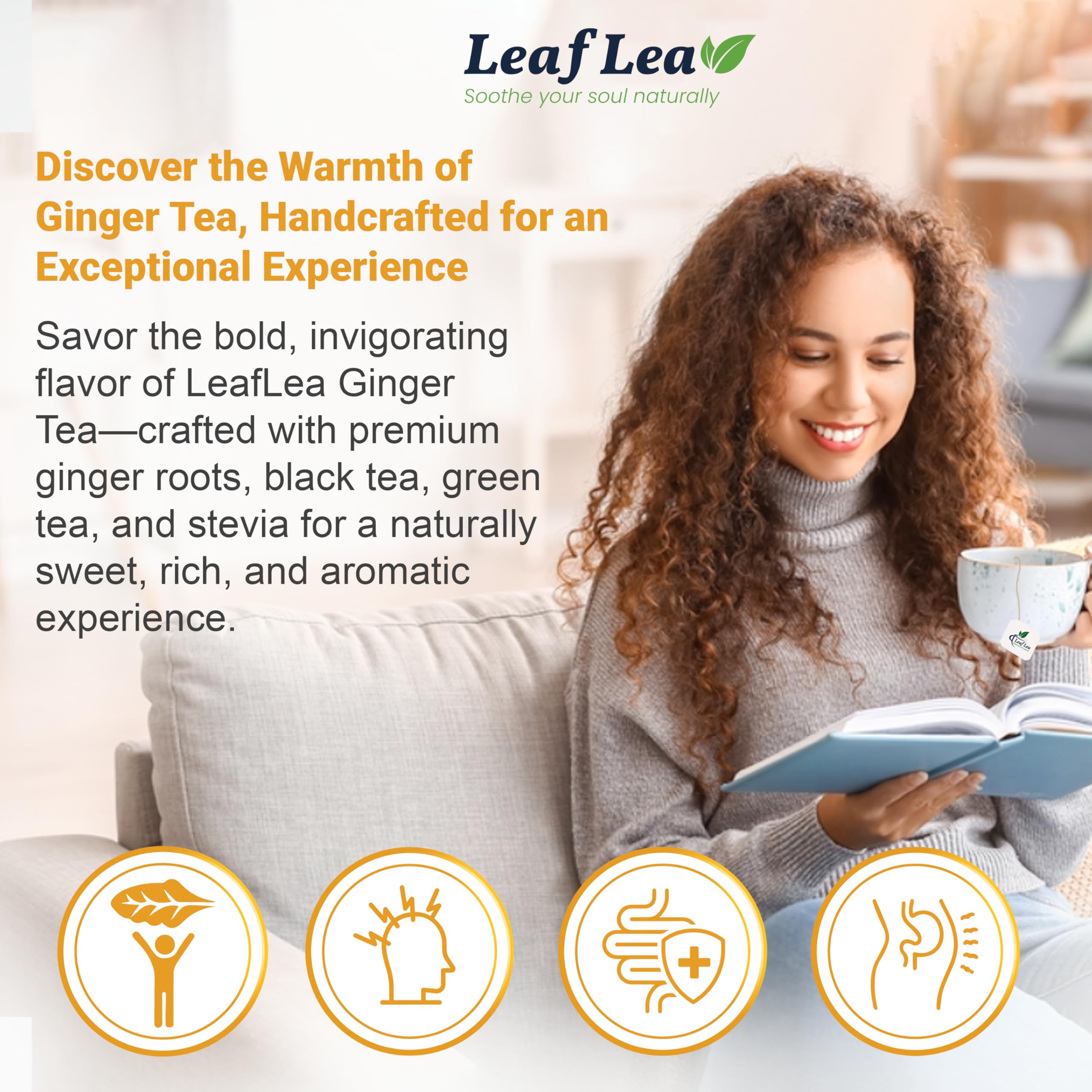 LeafLea ginger lemon honey pairing shown for refreshing variety