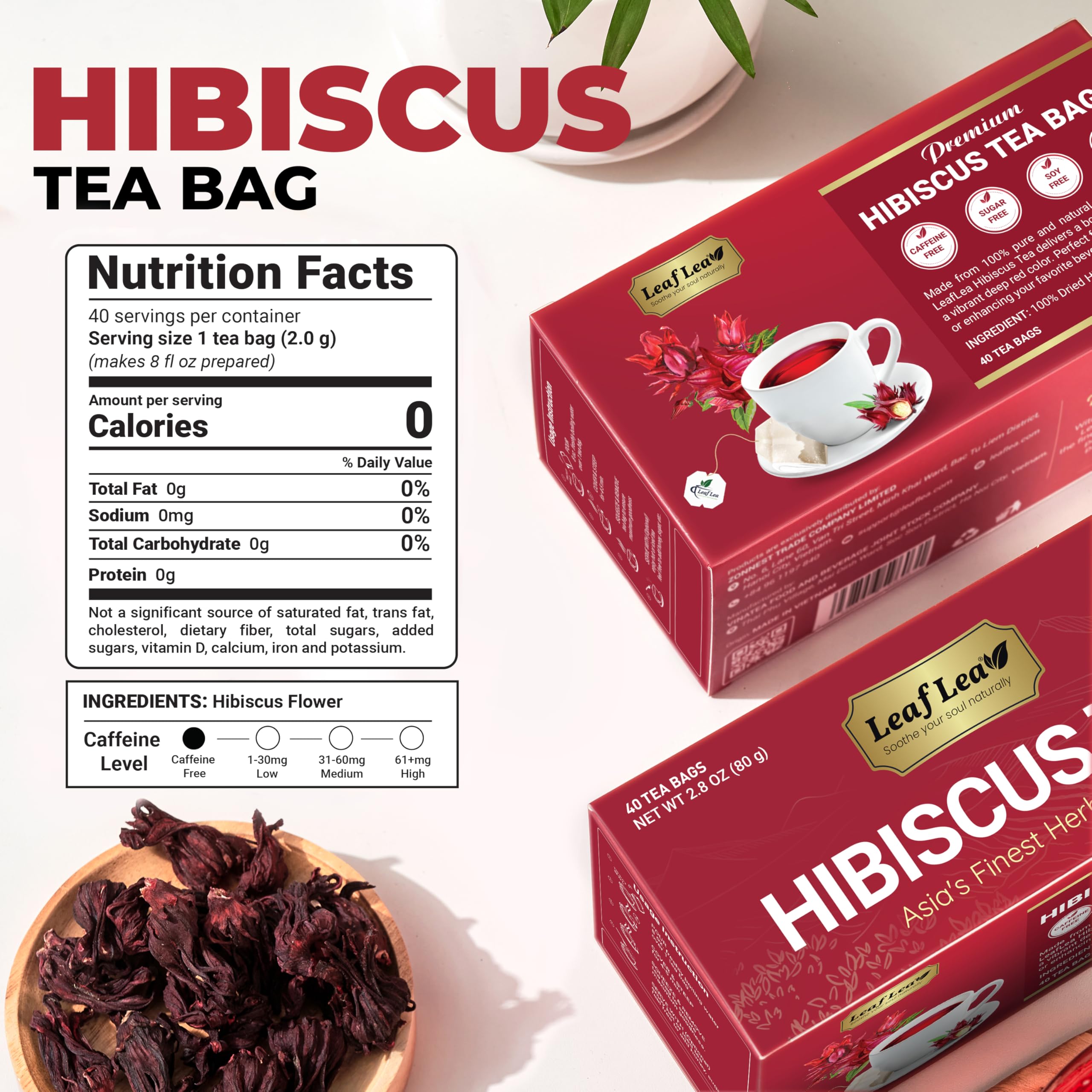 LeafLea hibiscus tea bags double chamber for optimal infusion