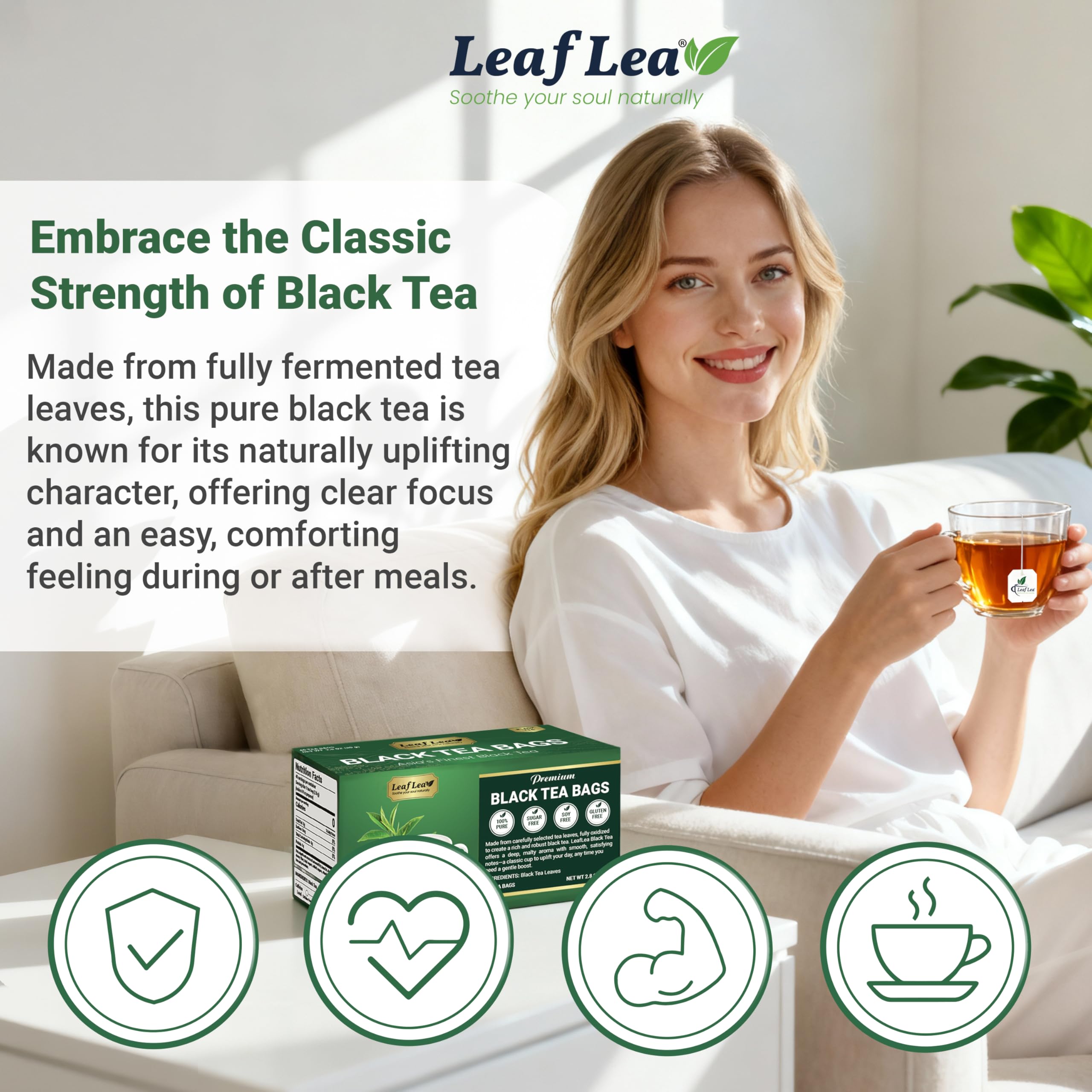 LeafLea individually wrapped tea bags preserve freshness for home or travel.