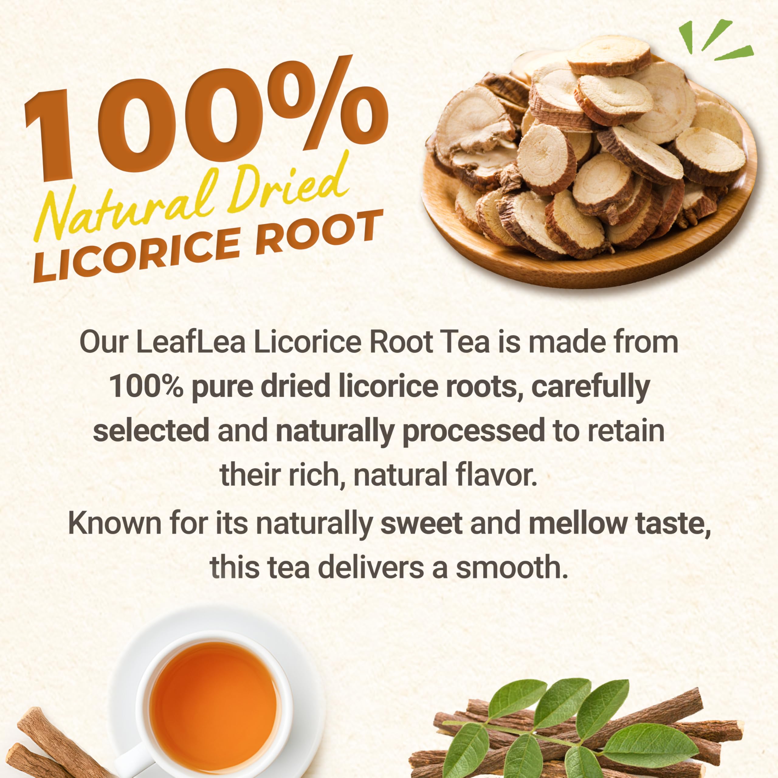 LeafLea tea bag steeping in cup, showcasing mild earthy aroma.