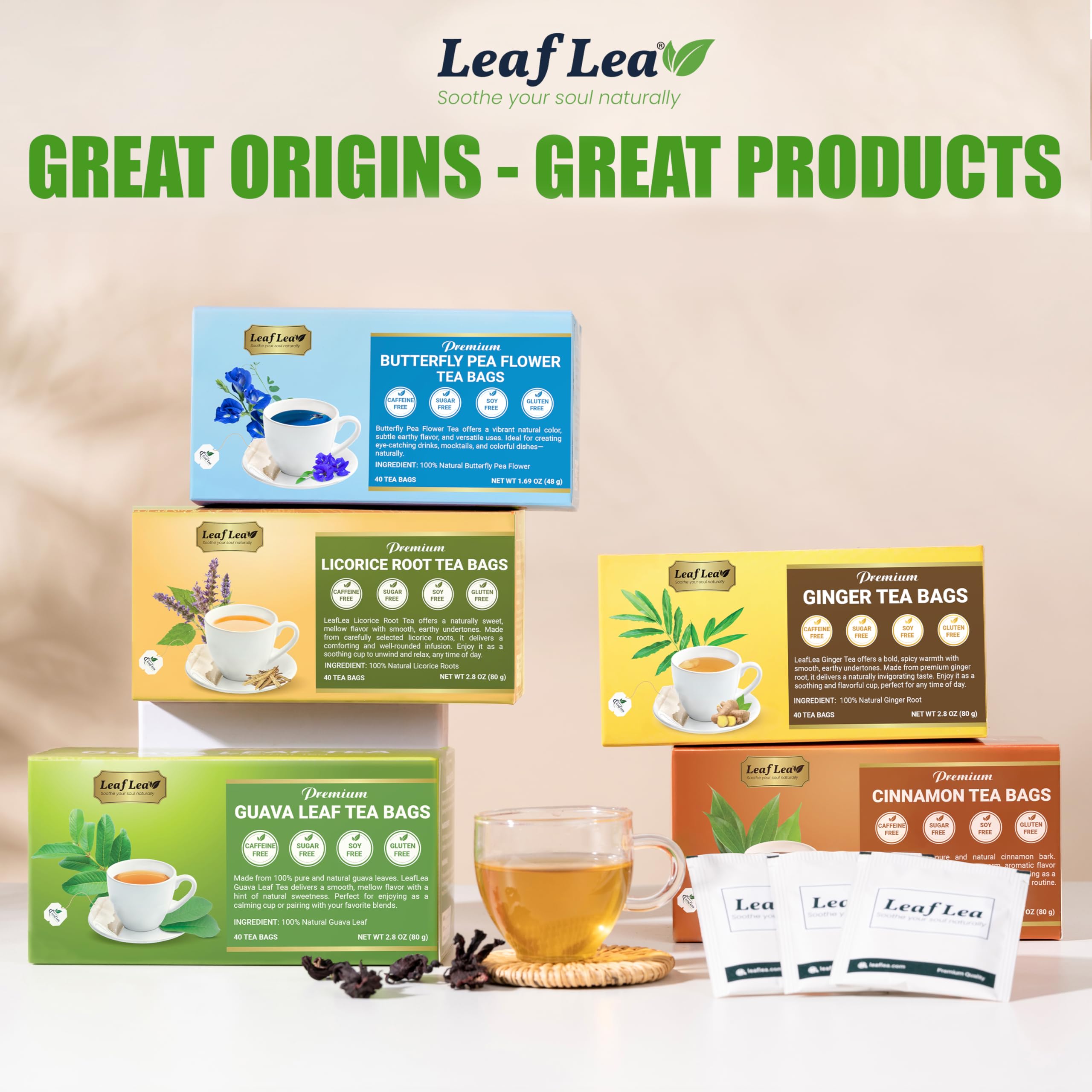 LeafLea tea with notebook beside, inviting mindful breaks at home.