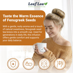 LeafLea cup of tea releasing earthy aroma and smooth finish.