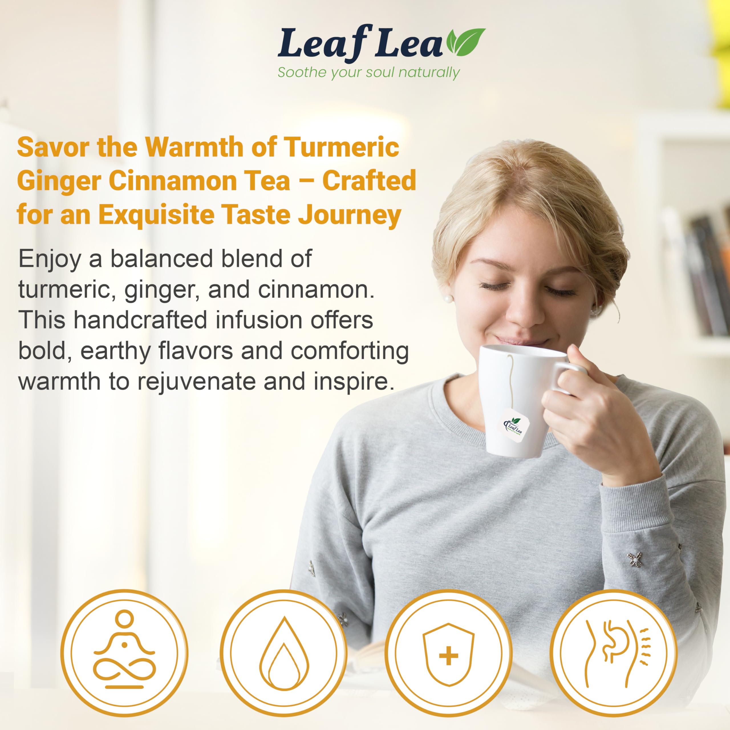 LeafLea individually wrapped tea bag ensures freshness on the go.