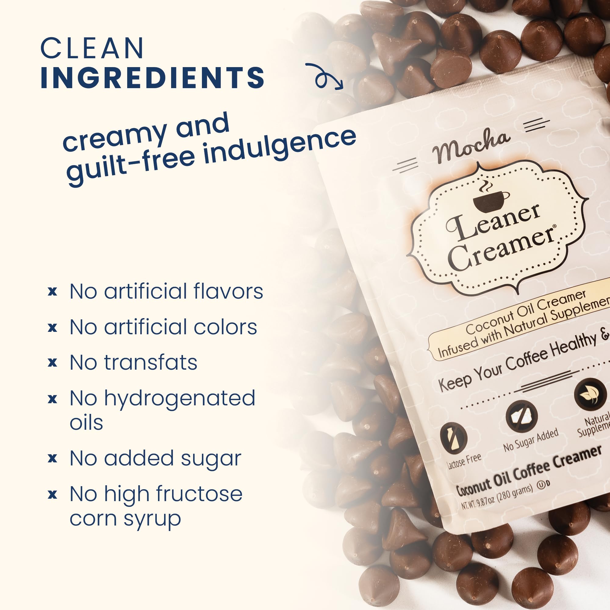 Leaner Creamer 9-87oz pouch packaging for convenient home or office use.