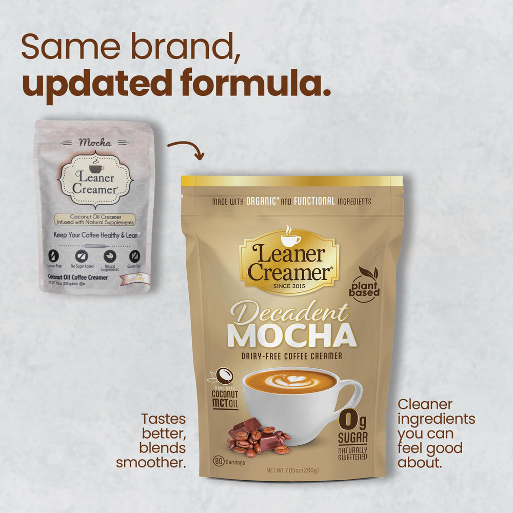 Leaner Creamer coconut oil-based creamer cup adds creamy texture to hot beverages.