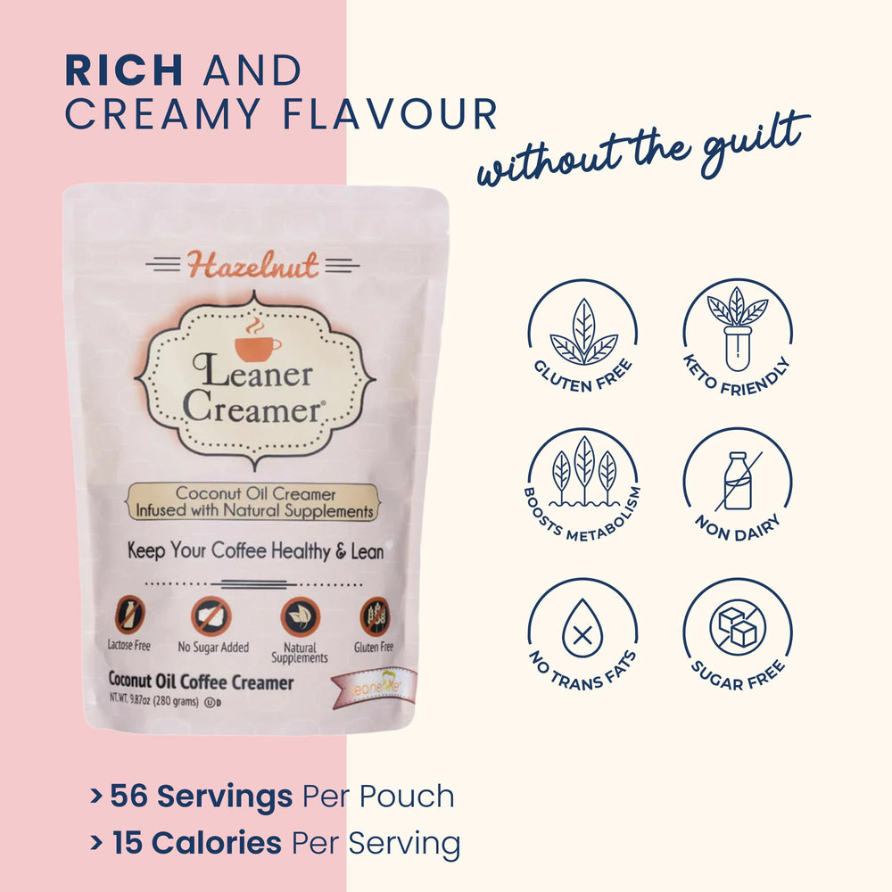 Leaner Creamer dissolves smoothly in hot coffee for instant richness.