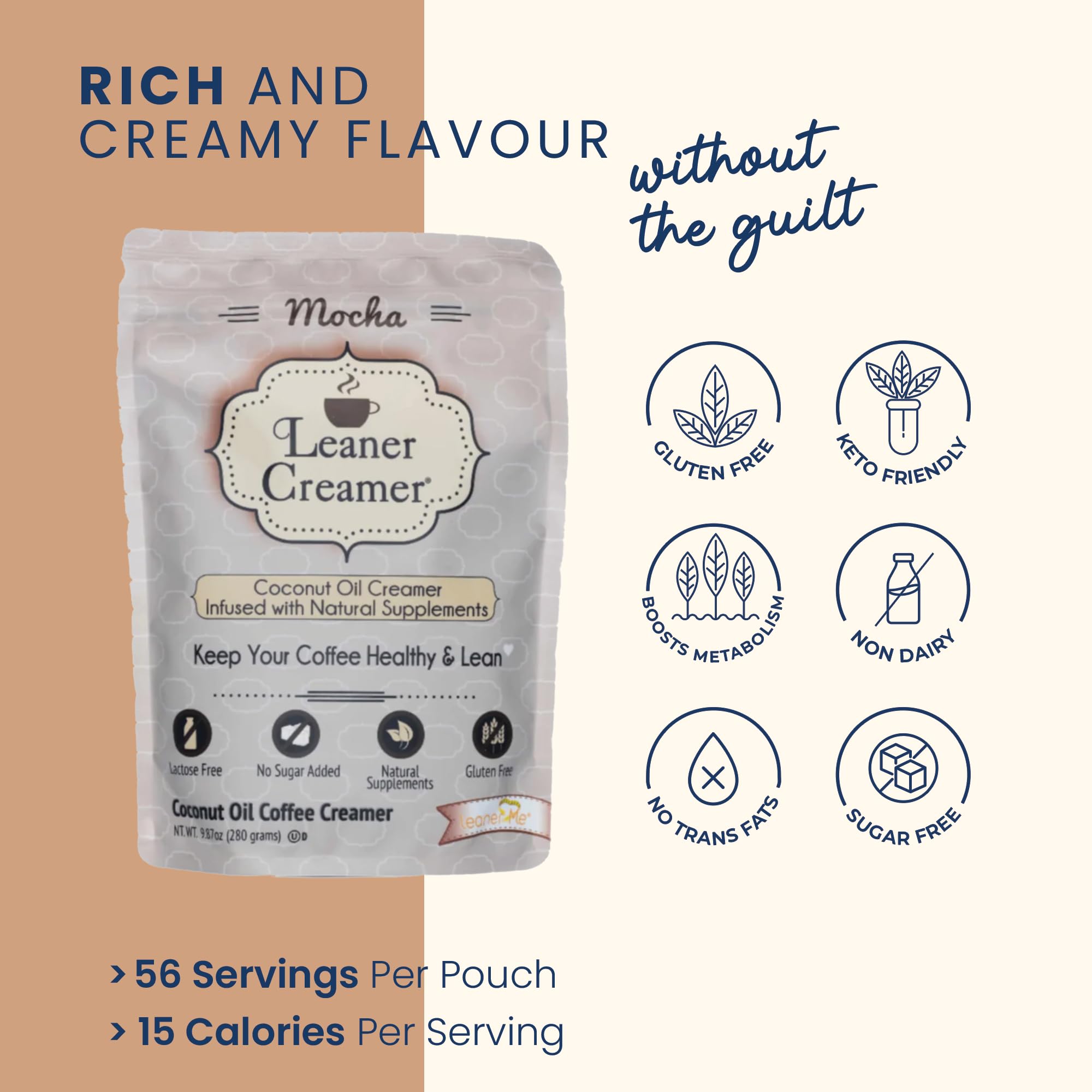 Leaner Creamer lactose-free non-dairy mix for daily coffee without dairy.