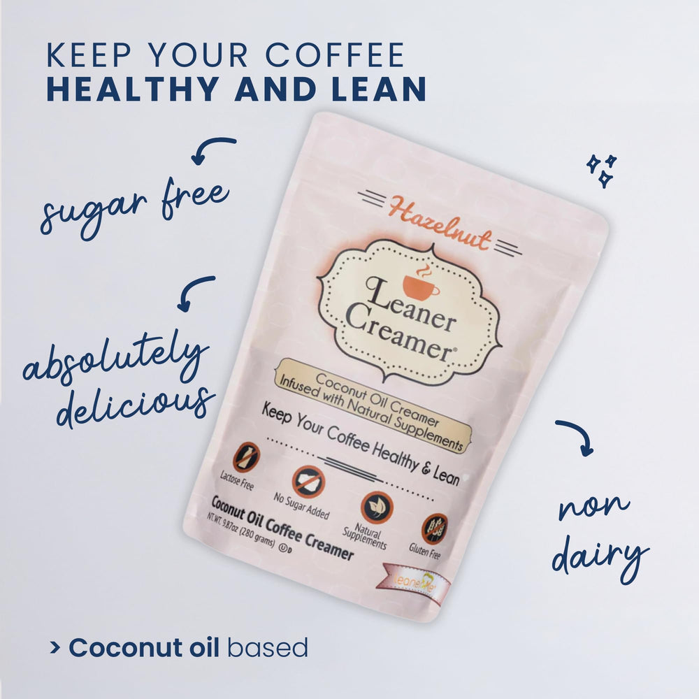 Leaner Creamer poured into a mug for silky, dairy-free indulgence.