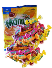 Mambaa Fruit Chews close-up texture reveals chewy bite and juicy flavors.