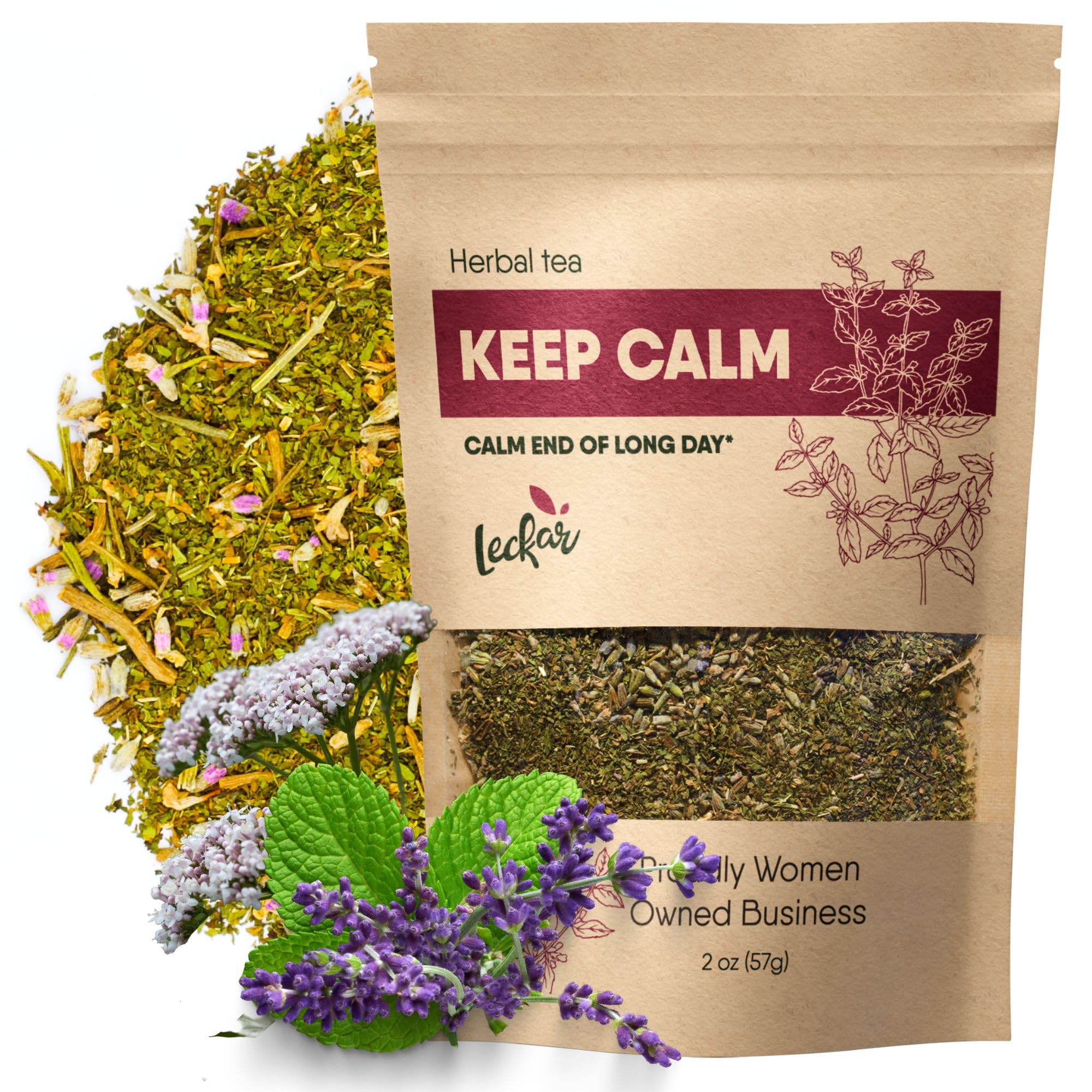 Leckar Keep Calm tea packaging ready for a calming evening routine