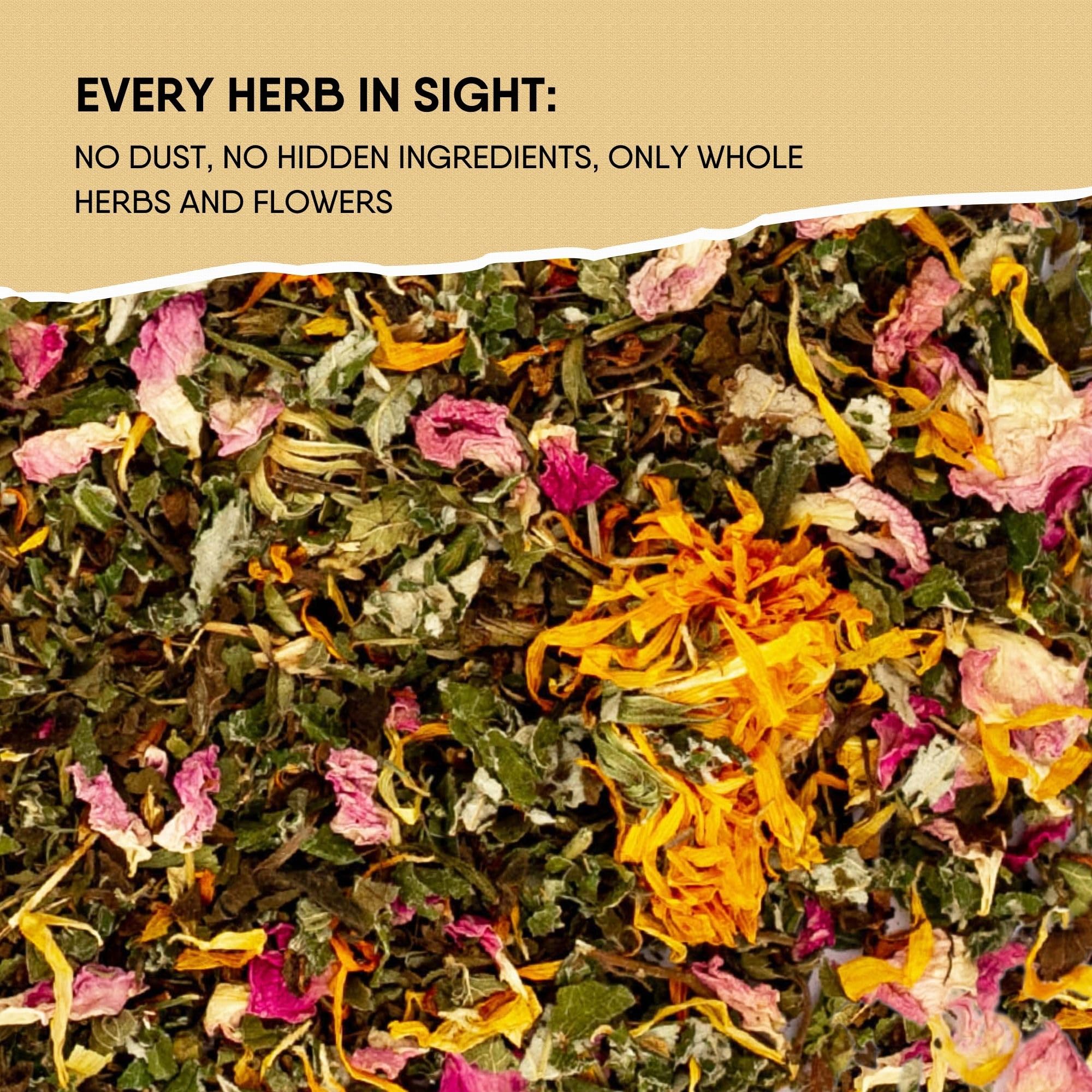 Leckar Raw Herbs for Women Tea calendula petals promote light mood and comfort.