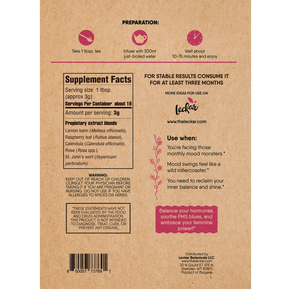 Leckar Raw Herbs for Women Tea rose petals add fragrant calm and vitality.