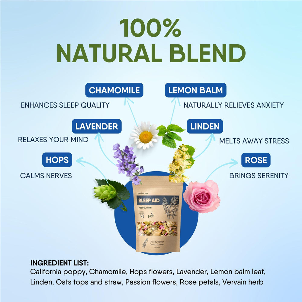 Leckar Sleep Aid Herbal Tea chamomile soothes digestion for quiet nights.