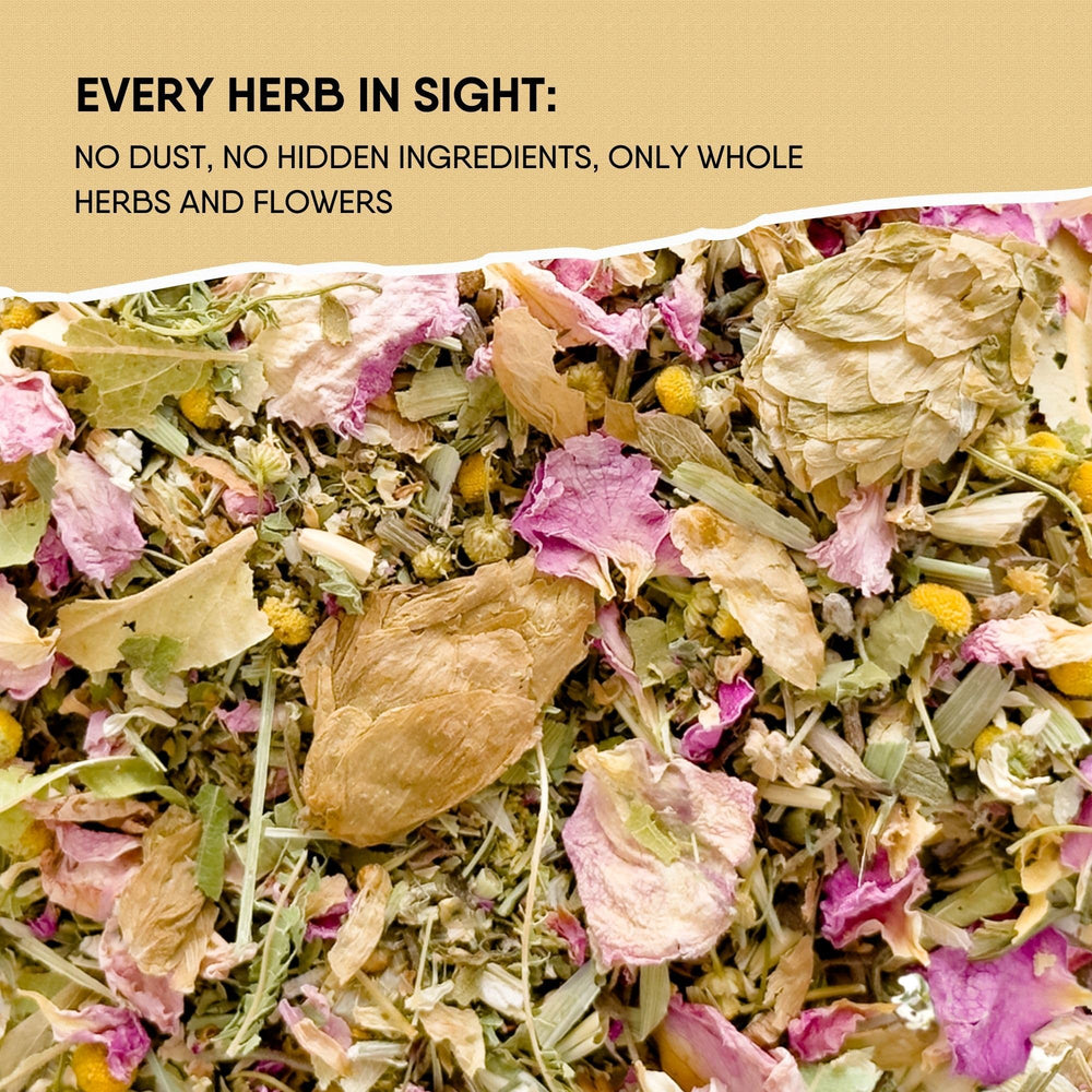 Leckar Sleep Aid Herbal Tea passionflower invites calm before sleep.