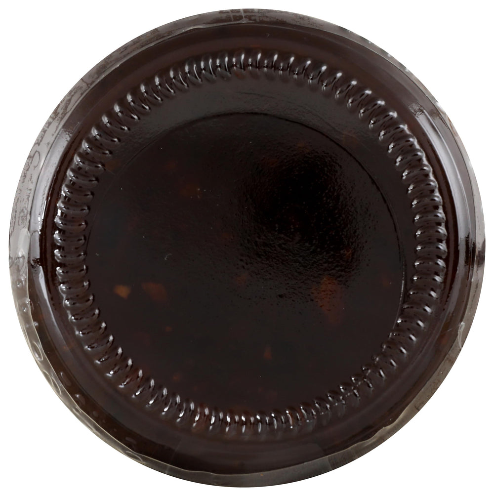 Lee Kum Kee Black Bean Garlic Sauce close-up on 8oz bottle with label.