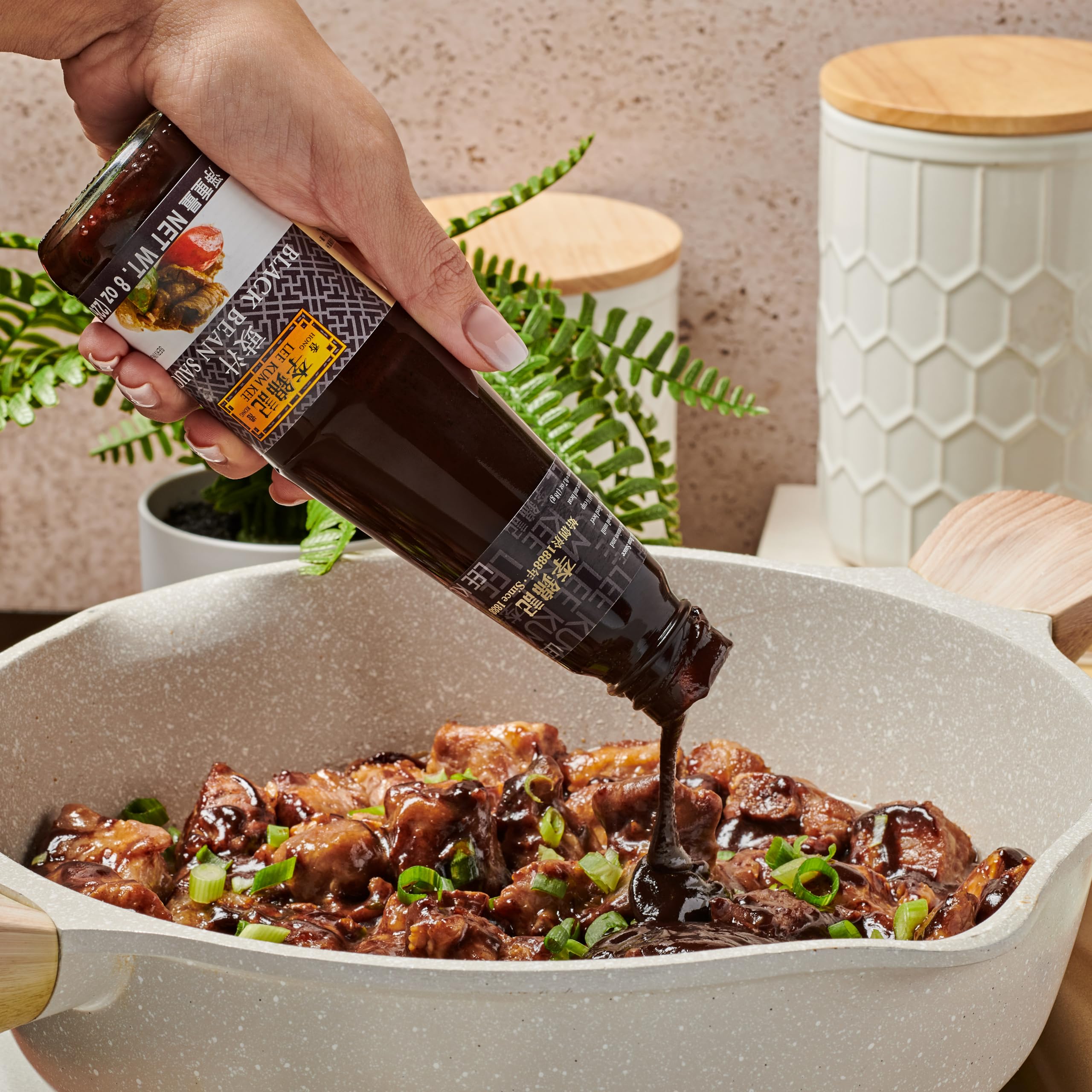 Lee Kum Kee Black Bean Sauce stir-fry with vegetables showcases bold umami.