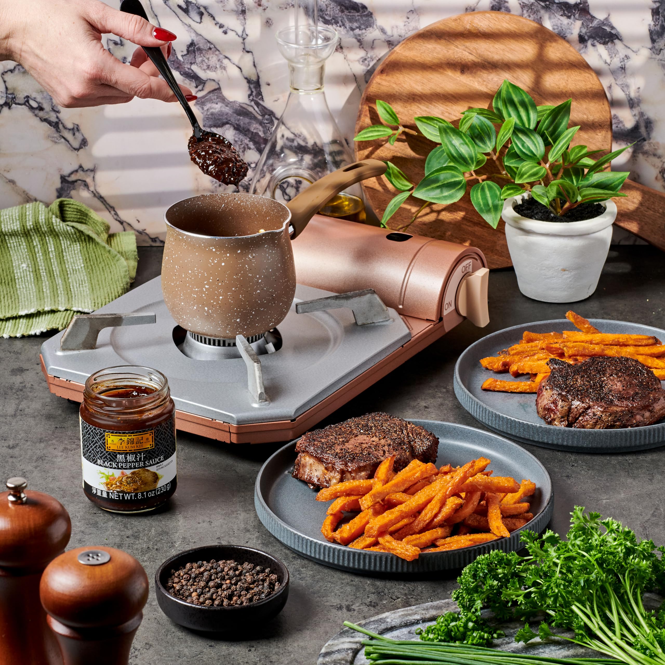 Pantry staple Lee Kum Kee Black Pepper Sauce ready for quick flavor
