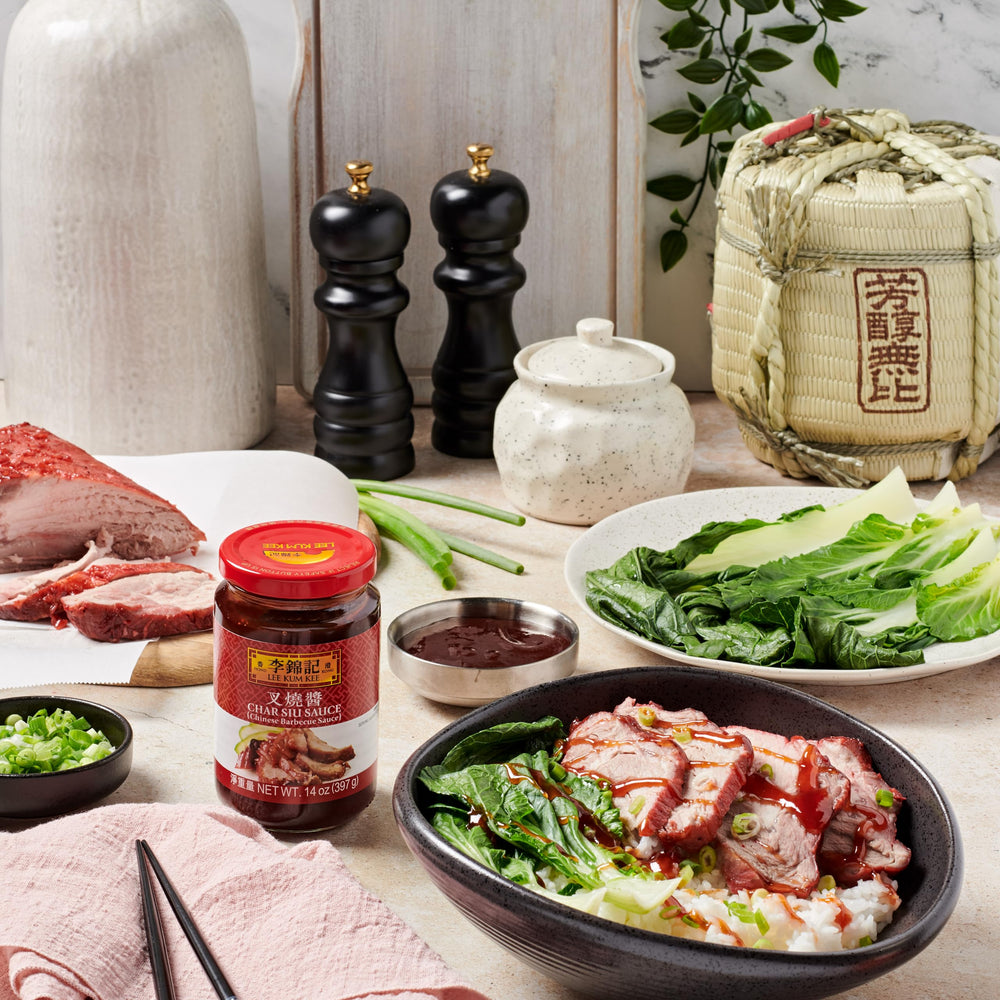 Char Siu Sauce glaze on meat for restaurant-style barbecue.