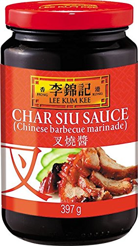 Lee Kum Kee Char Siu Sauce on chicken thighs for juicy, glossy finish.