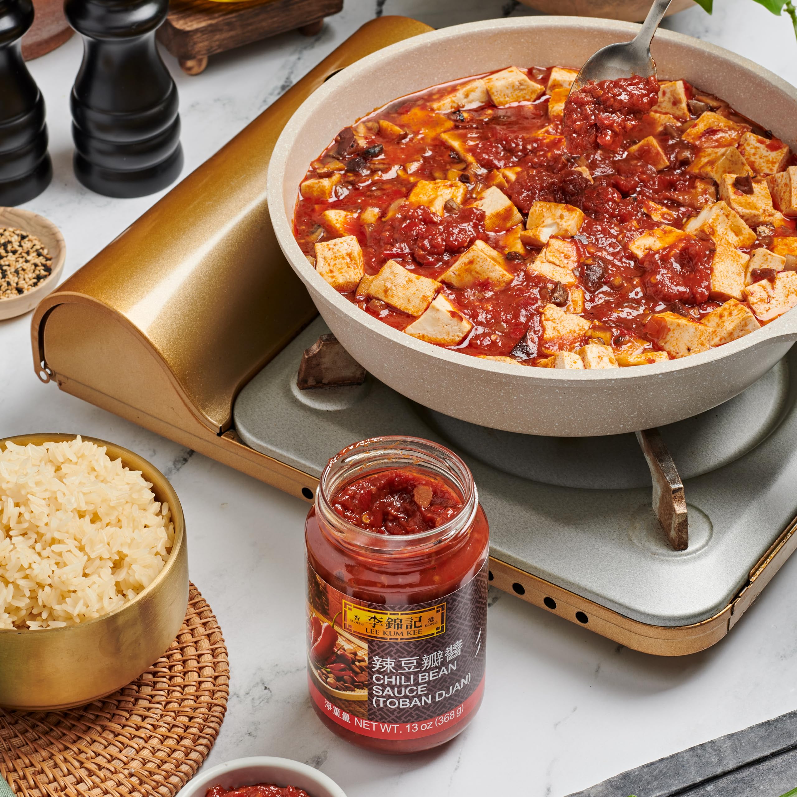 Lee Kum Kee Chili Bean Sauce dish for dipping shows versatile flavor enhancement.