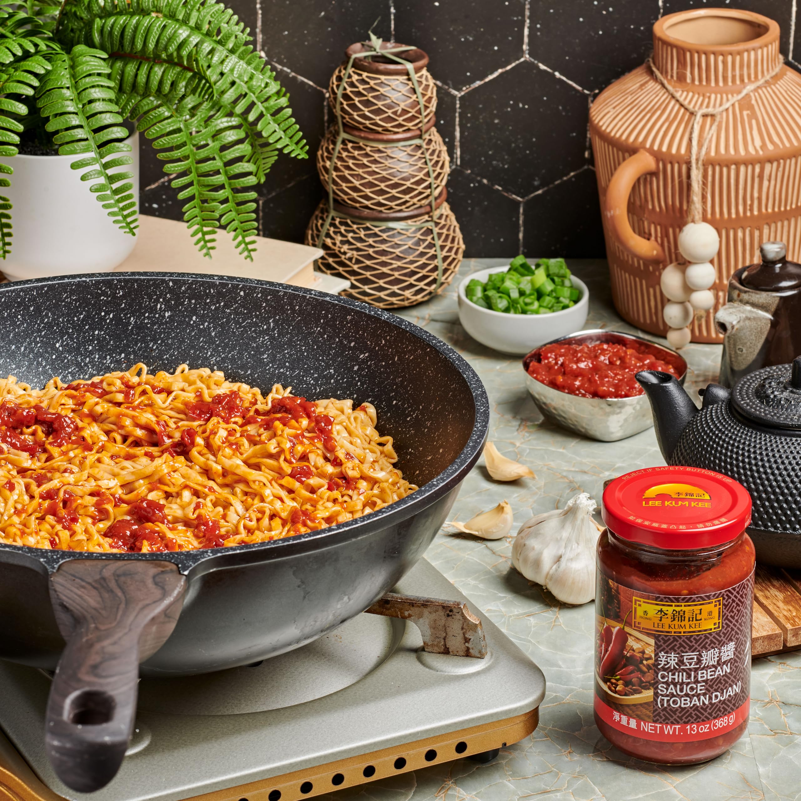 Lee Kum Kee Chili Bean Sauce with mapo tofu for authentic Sichuan heat.
