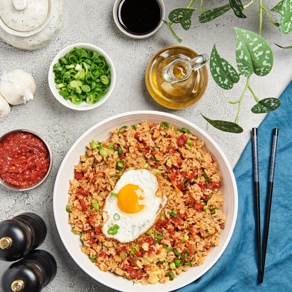 Noodles tossed with Lee Kum Kee sauce to boost heat and aroma.