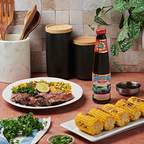 Lee Kum Kee Premium Oyster Sauce dipping setup reveals rich, versatile glaze.