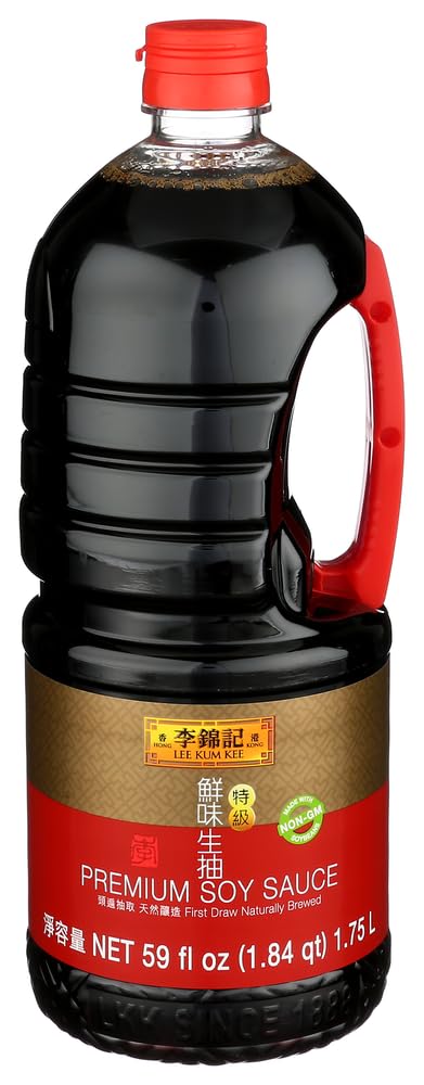 Lee Kum Kee Premium Soy Sauce bottle highlights rich umami for daily cooking