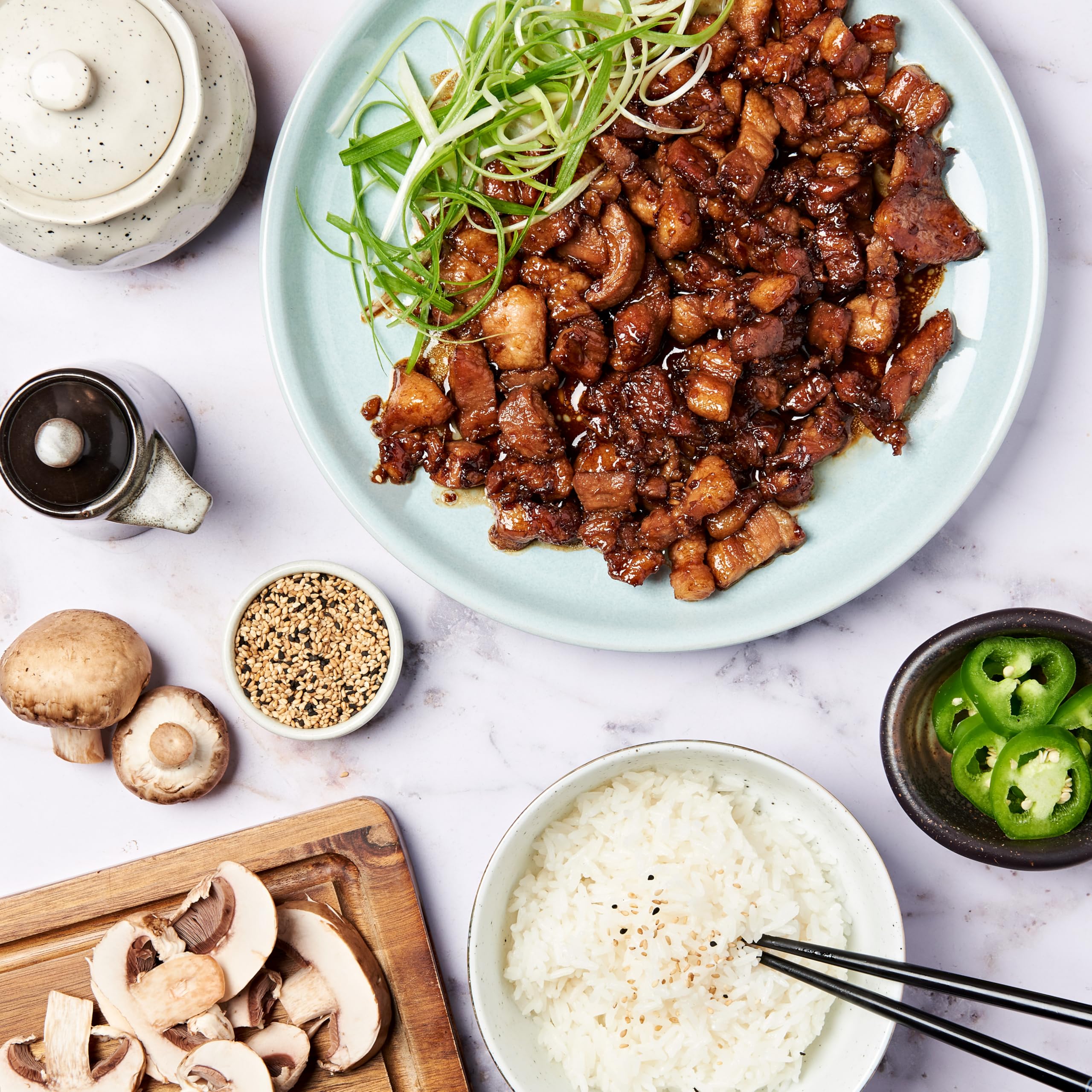 Lee Kum Kee Premium Soy Sauce on a prep station invites versatile kitchen use